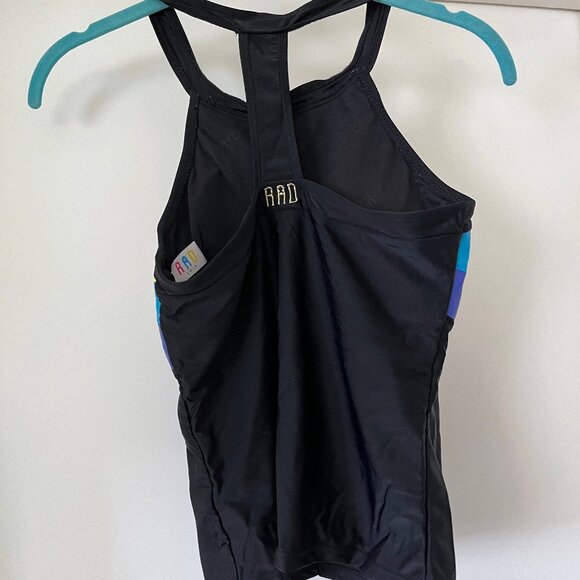 NEW Rad Swim XS Rash Guard, Tankini Top, Baseball Cap + Bag Retro Rainbow Stripe - Picture 10 of 15